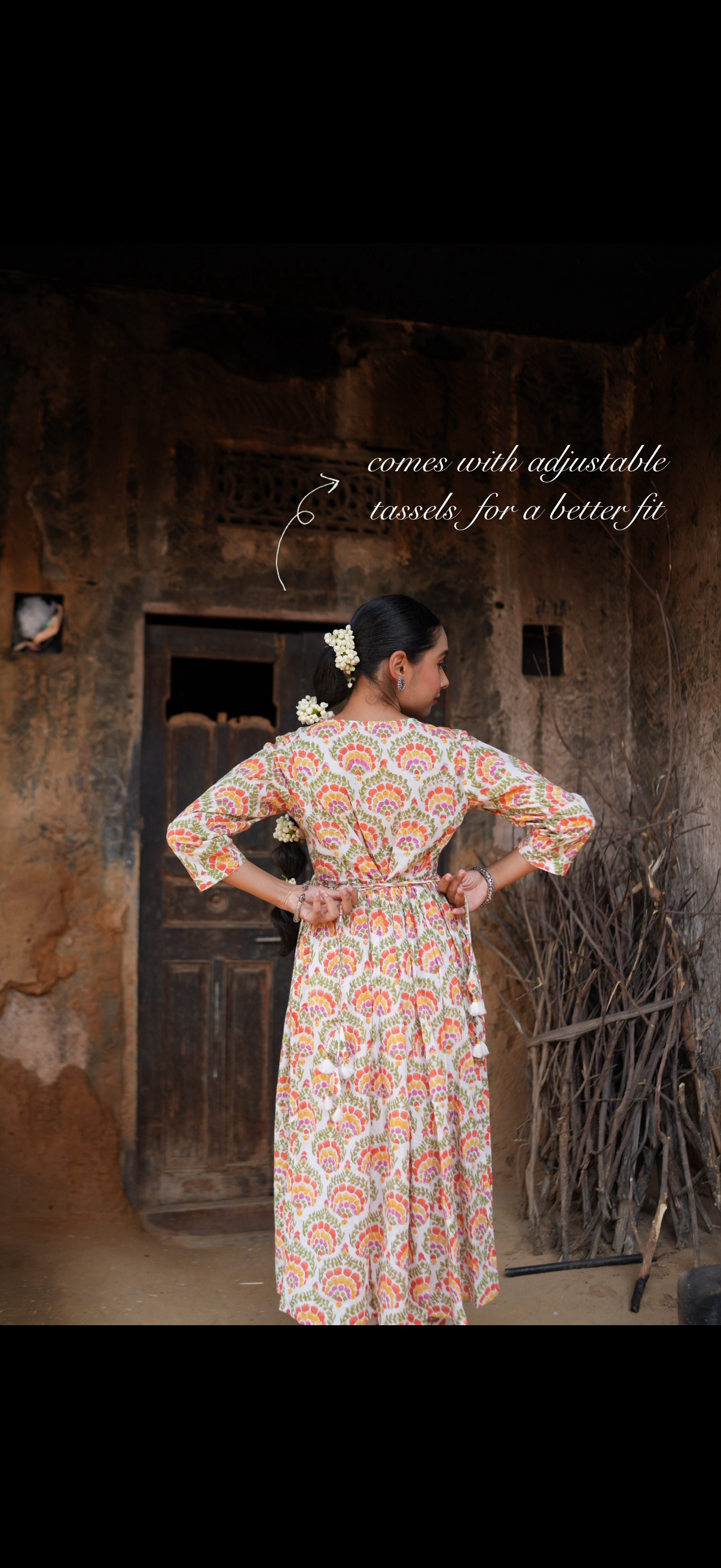 Elegant Handblock Print Cotton Anarkali Kurti for Casual Festive Wear