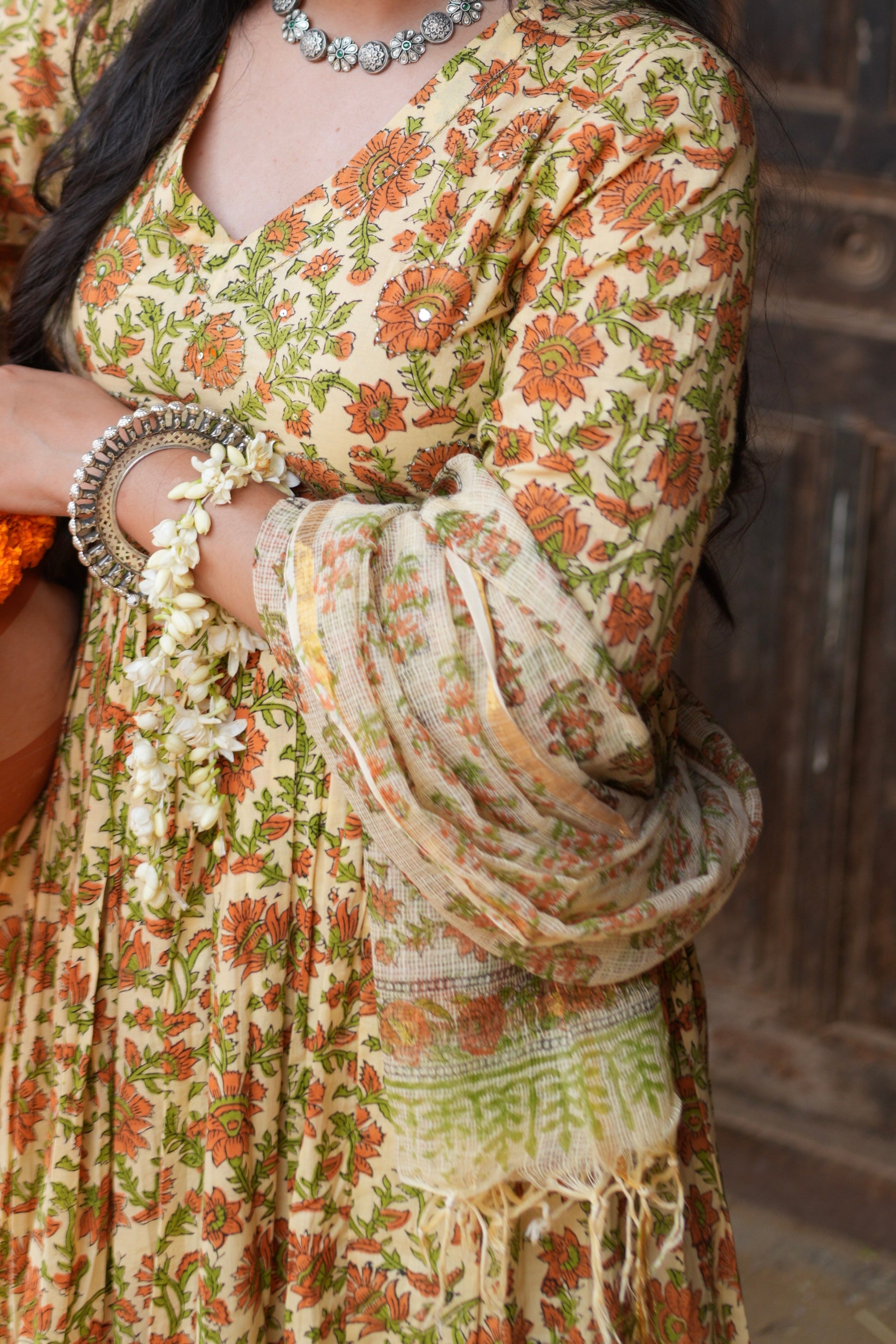 Handblock Cotton Anarkali Kurti – Elegant, Comfortable, Casual to Festive