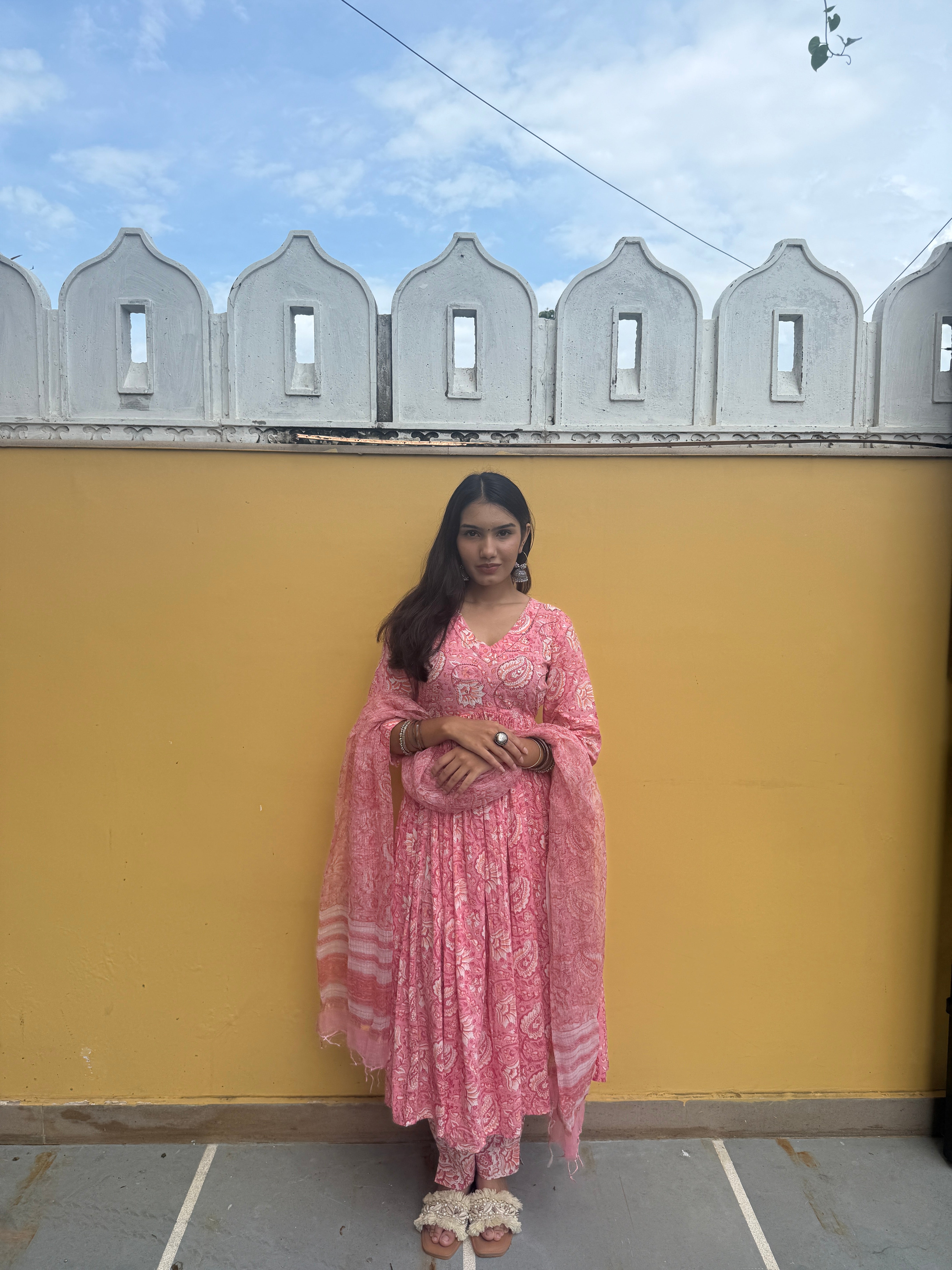 Stylish Handblock Cotton Anarkali Kurti – Elegant Casual and Festive Wear