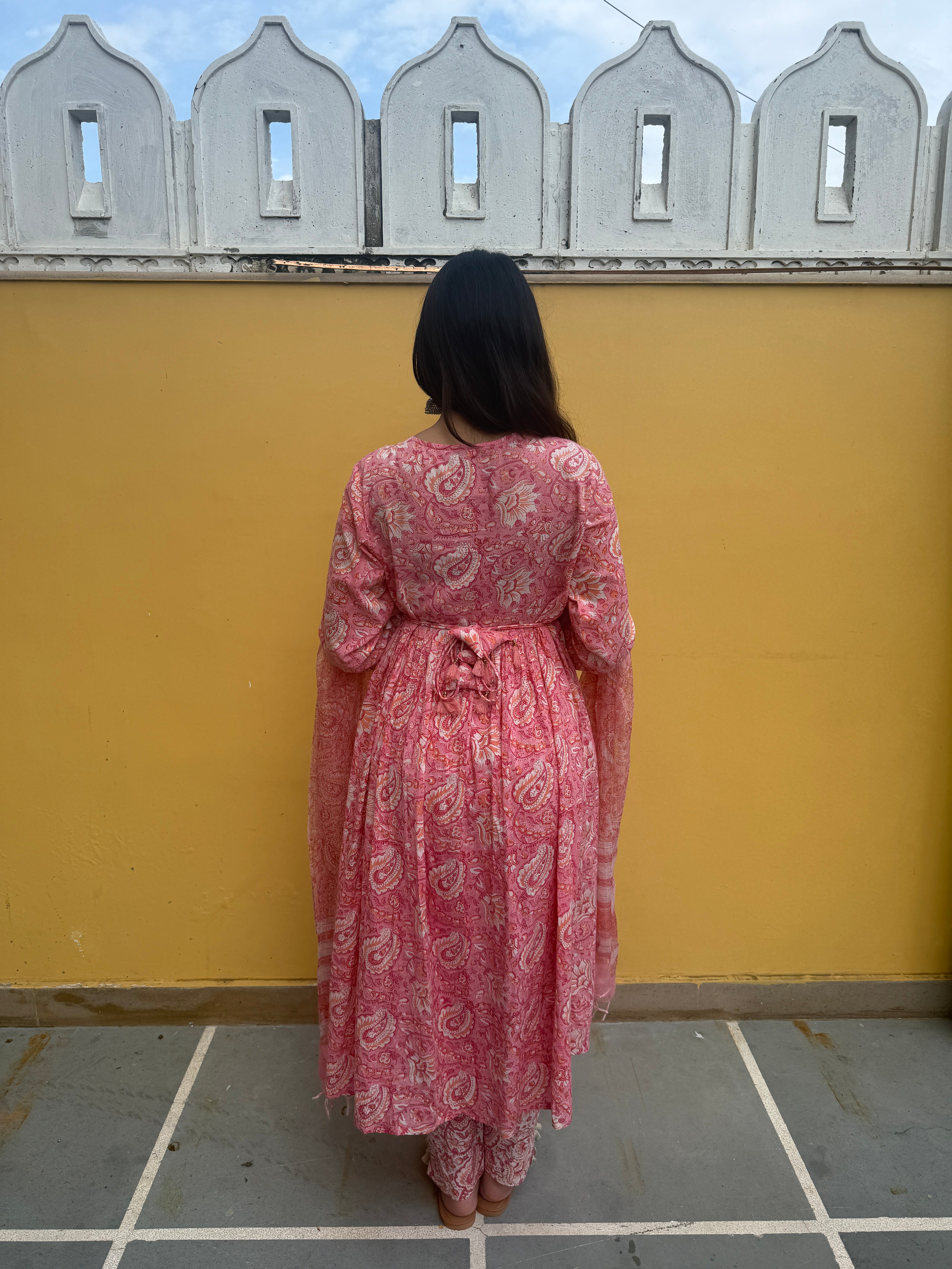 Stylish Handblock Cotton Anarkali Kurti – Elegant Casual and Festive Wear